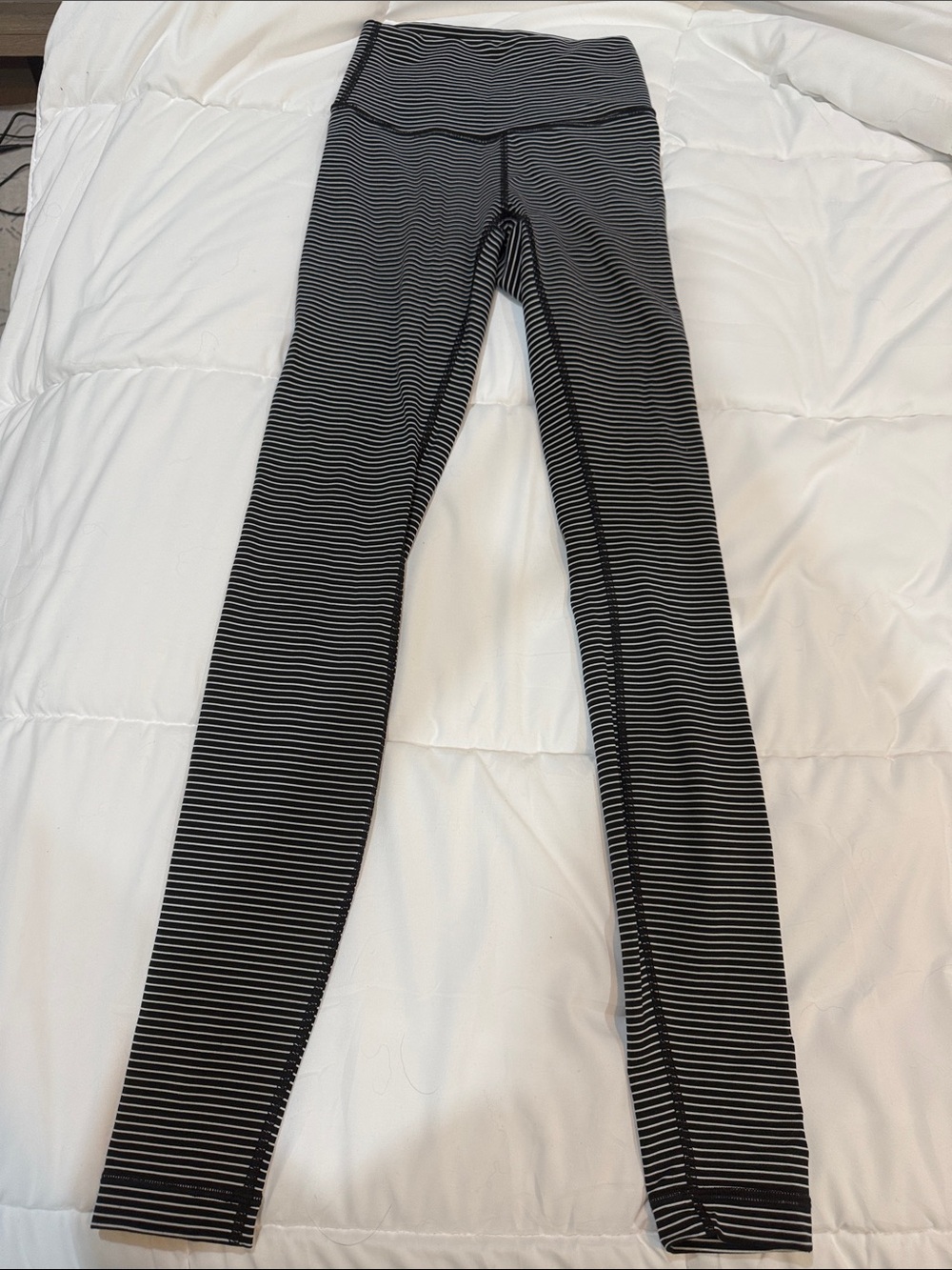 lululemon athletica Black and White Striped High-Rise Leggings